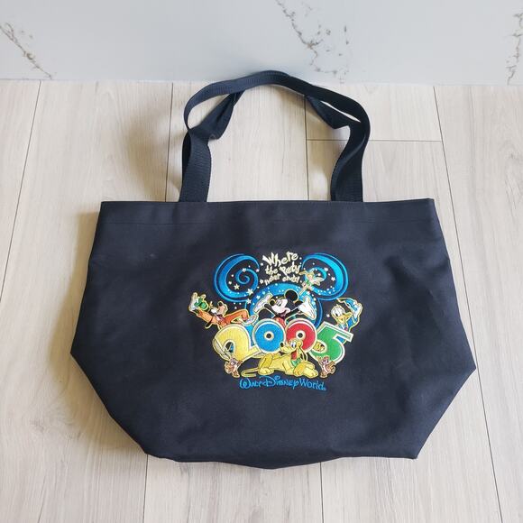 Walt Disney World Tote Bag Black Large 2005 Where the Party Never Ends Rare - Picture 1 of 9